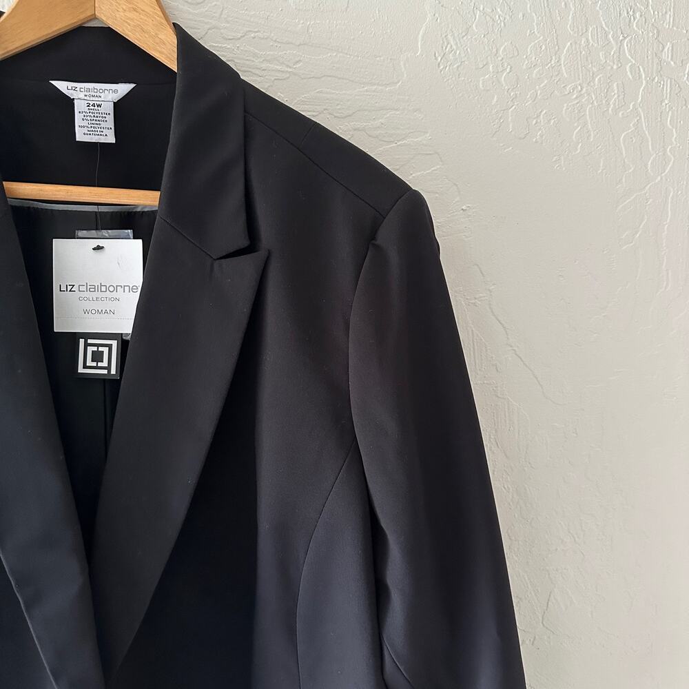 LIZ CLAIBORNE Womens Rayon Blazer Single Breasted NEW Size 24W Corpcore Black - Picture 2 of 8